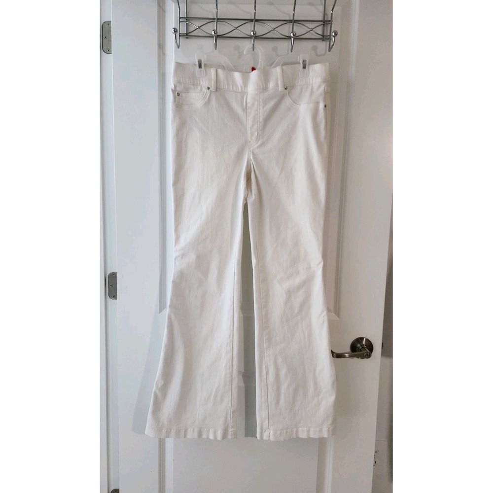 Spanx Womens Flare Leg Pull On Jeans Stretch High Rise White Size XL
